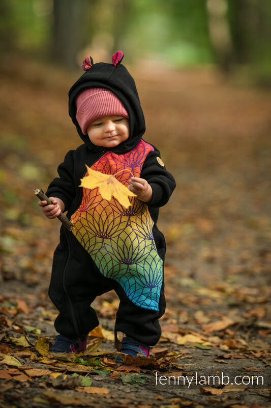 Babyanzug - Größe 62 - Schwarz mit Rainbow Lotus #babywearing
