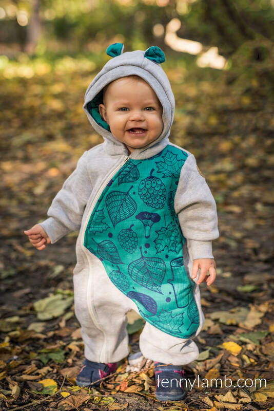 Babyanzug - Größe 110 - Graue Melange mit Under the Leaves #babywearing