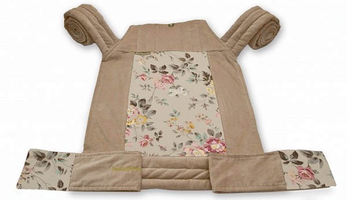 Nosidełko dla	dzieci MEI-TAI, sztruks, kwiaty, z kapturkiem #babywearing