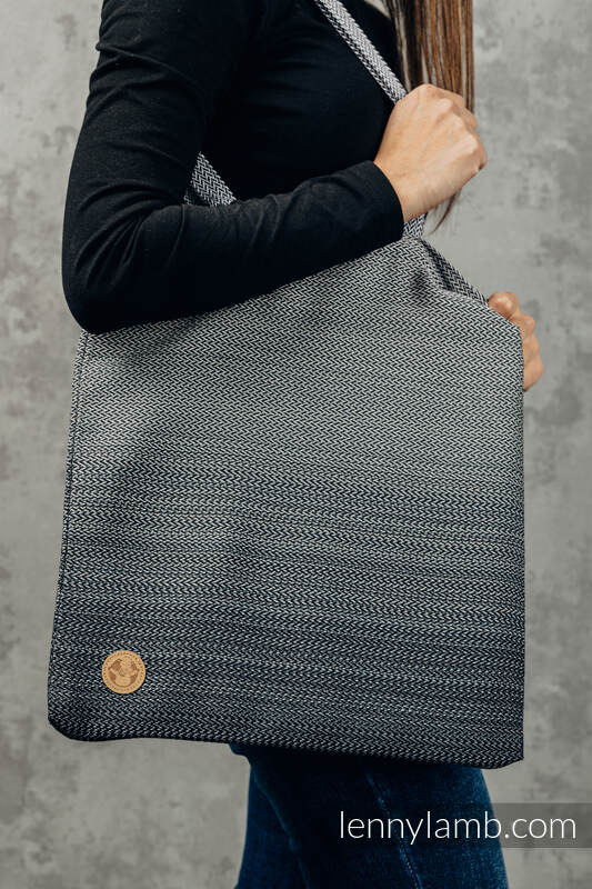Einkaufstasche, hergestellt vom gewebten Stoff (100% Baumwolle) - LITTLE HERRINGBONE OMBRE GREY  #babywearing