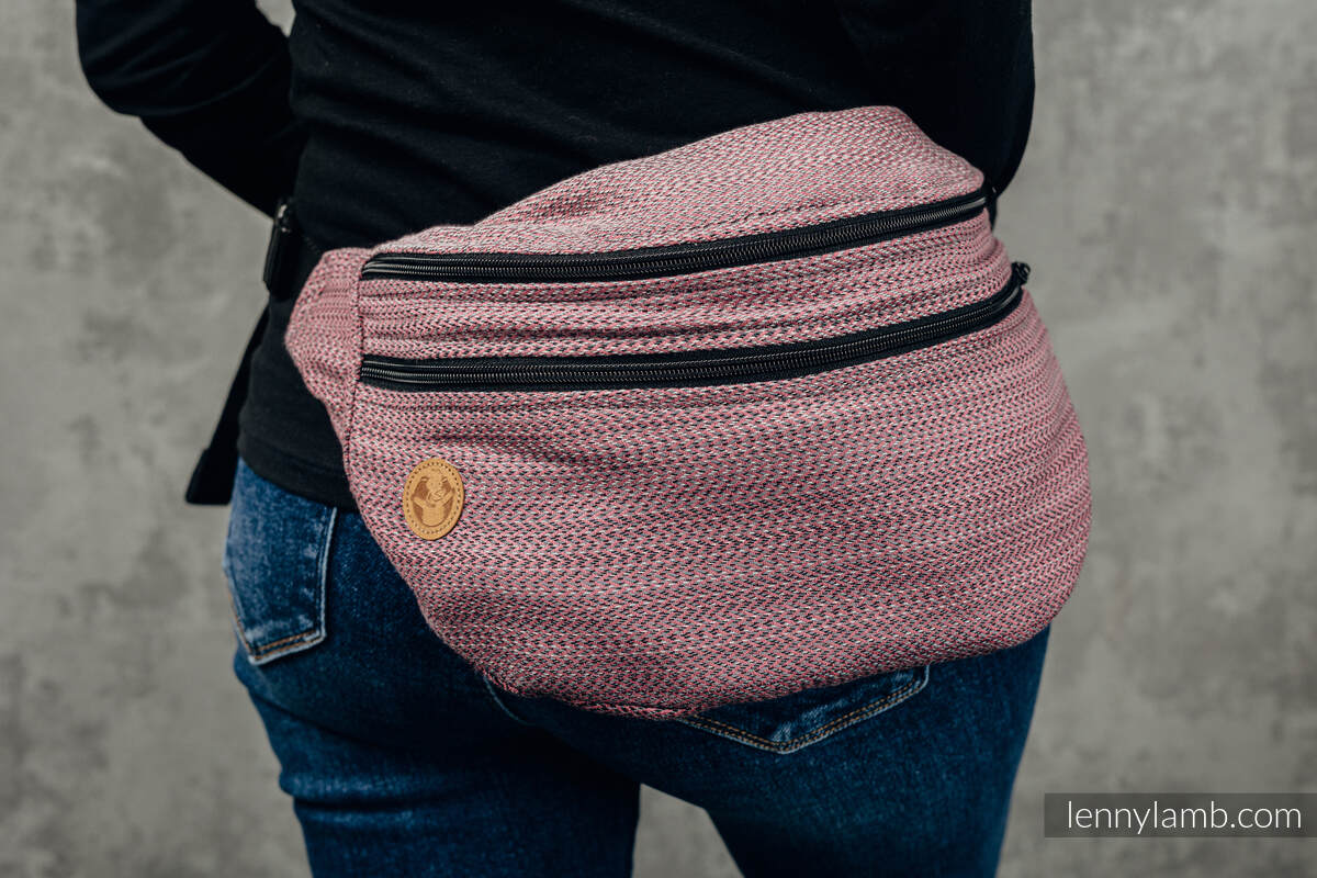 Marsupio portaoggetti Waist Bag in tessuto di fascia, misura large (100% cotone) - LITTLE HERRINGBONE OMBRE PINK #babywearing