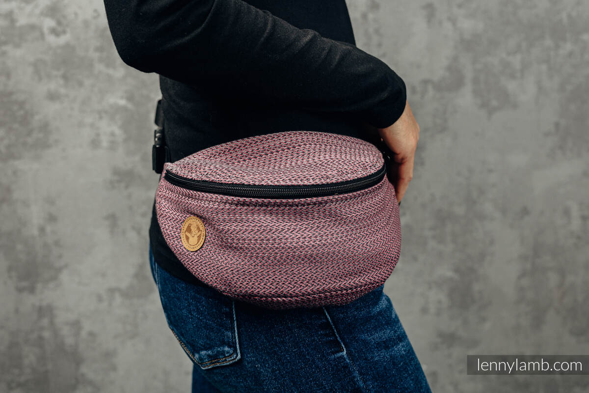 Marsupio portaoggetti Waist Bag in tessuto di fascia (100% cotone) - LITTLE HERRINGBONE OMBRE PINK #babywearing