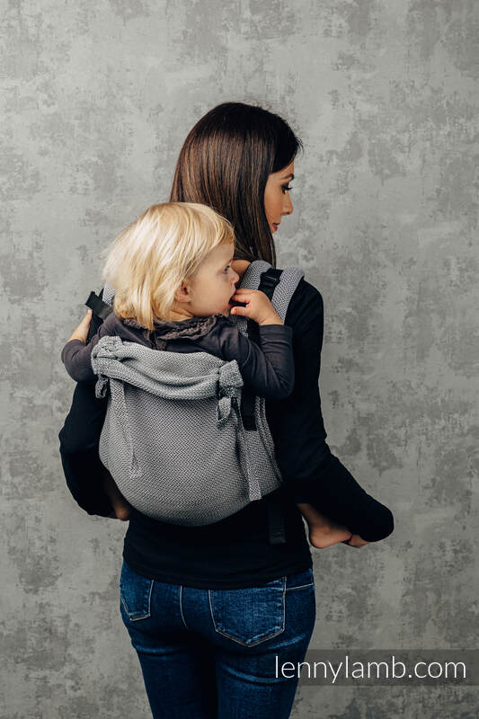 Lenny Onbuhimo, misura toddler, tessitura spina di pesce, 100% cotone - LITTLE HERRINGBONE OMBRE GREY #babywearing