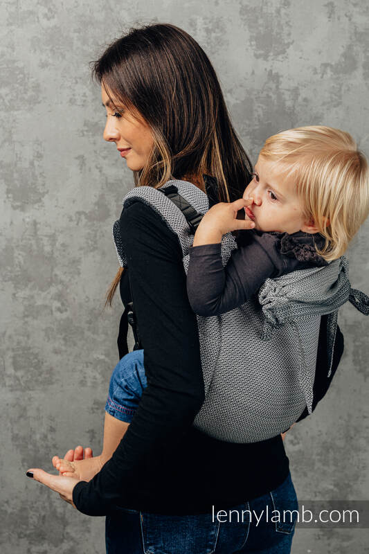 Lenny Buckle Onbuhimo baby carrier, toddler size, herringbone weave (100% cotton) - LITTLE HERRINGBONE OMBRE GREY  #babywearing