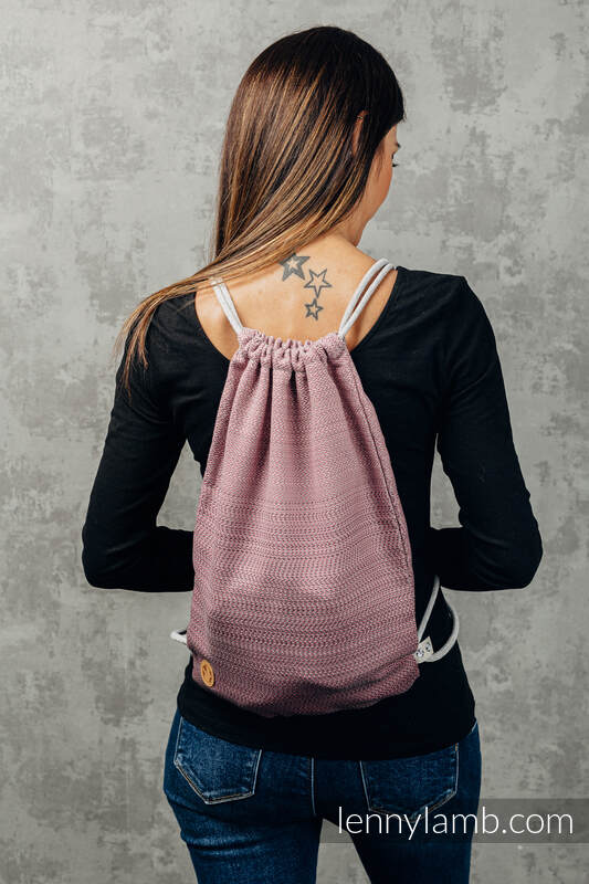 Sackpack made of wrap fabric (100% cotton) - LITTLE HERRINGBONE OMBRE PINK - standard size 32cmx43cm (grade B) #babywearing