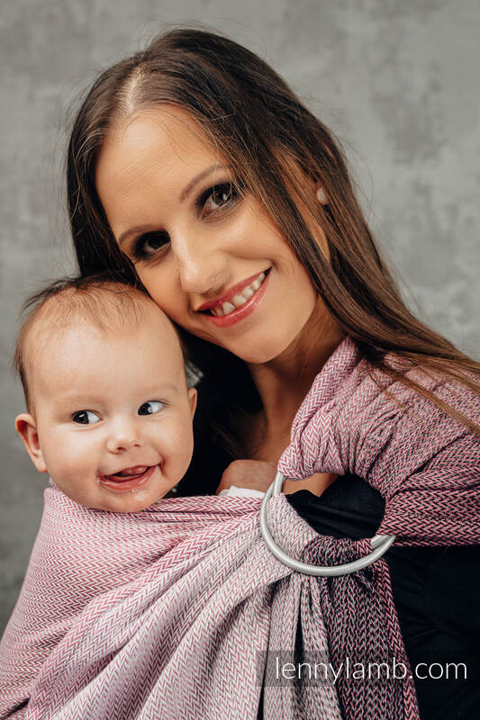Ringsling, Jacquard Weave (100% cotton), with gathered shoulder - LITTLE HERRINGBONE OMBRE PINK - standard 1.8m #babywearing
