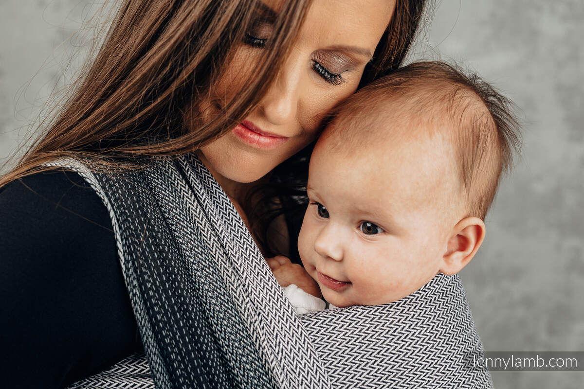 Baby Wrap, Herringbone Weave (100% cotton) - LITTLE HERRINGBONE OMBRE GREY - size L #babywearing