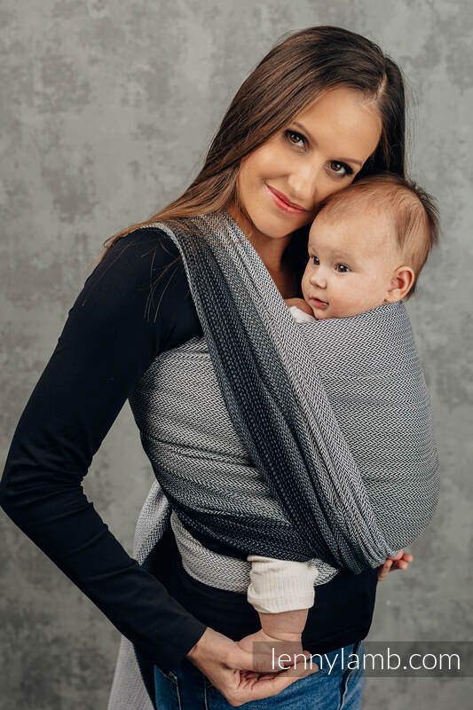 Baby Wrap, Herringbone Weave (100% cotton) - LITTLE HERRINGBONE OMBRE GREY - size L #babywearing