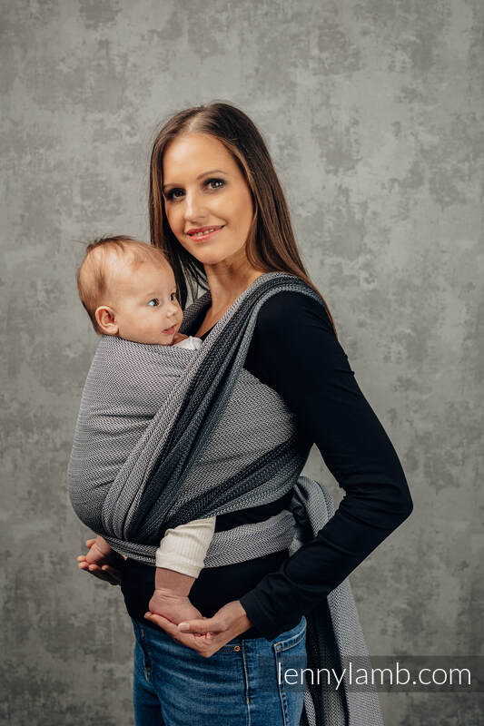 Baby Wrap, Herringbone Weave (100% cotton) - LITTLE HERRINGBONE OMBRE GREY - size XL #babywearing