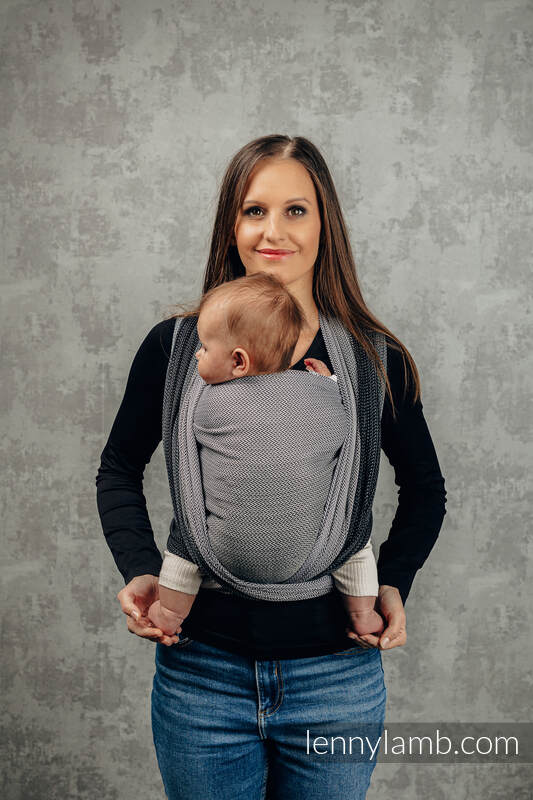 Baby Wrap, Herringbone Weave (100% cotton) - LITTLE HERRINGBONE OMBRE GREY - size XS #babywearing