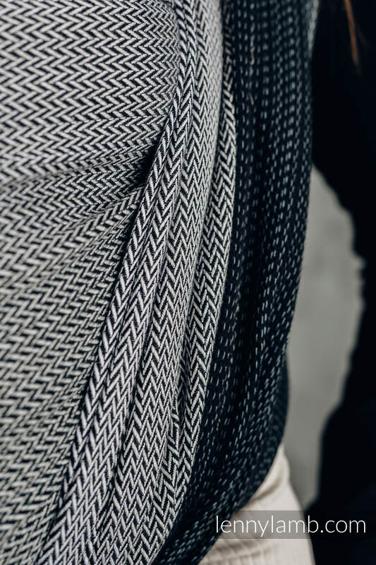 Fular, tejido Herringbone (100% algodón) - LITTLE HERRINGBONE OMBRE GREY - talla M #babywearing