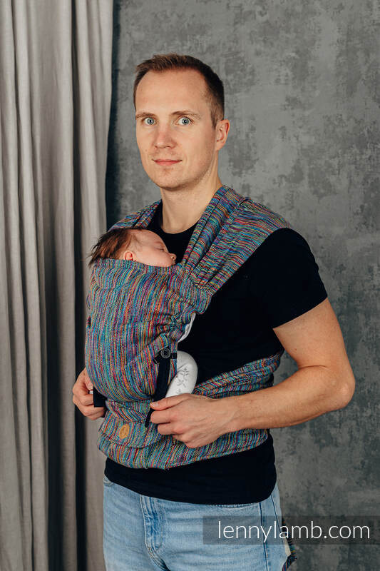 Porte-bébé LennyHybrid Half Buclke, taille standard, jacquard, 100% coton - COLORFUL WIND  #babywearing