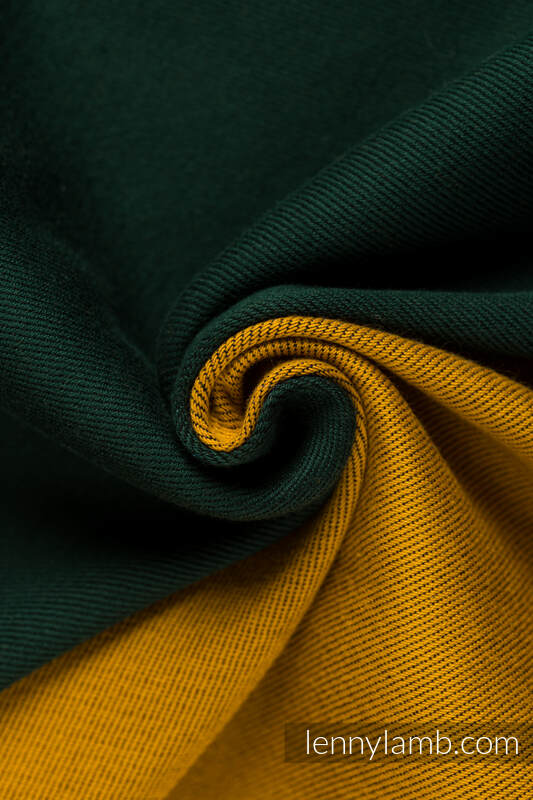 Écharpe, jacquard (100% coton) - TWO FACES - GOLD & BOTTLE GREEN - taille XS #babywearing