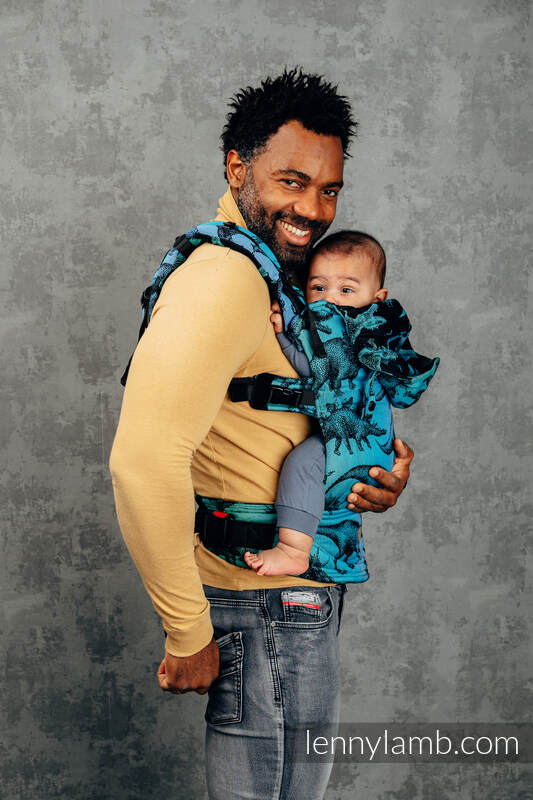 LennyGo Ergonomic Carrier, Baby Size, jacquard weave 100% cotton - JURASSIC PARK #babywearing
