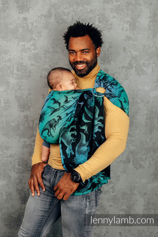 Żakardowa chusta kółkowa do noszenia dzieci, 100% bawełna, ramię bez zakładek - PARK JURAJSKI - standard 1.8m #babywearing