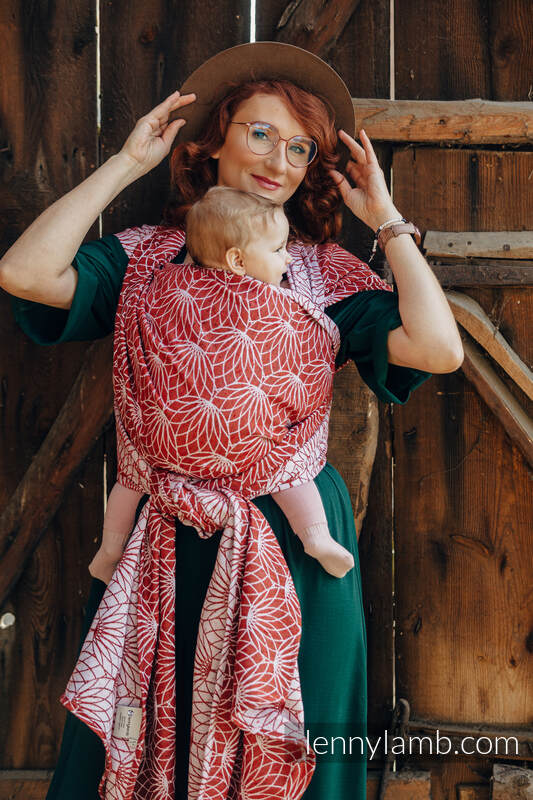 Baby Wrap, Jacquard Weave (69% cotton 31% tussah silk) - LOTUS - FOXY - size XS #babywearing