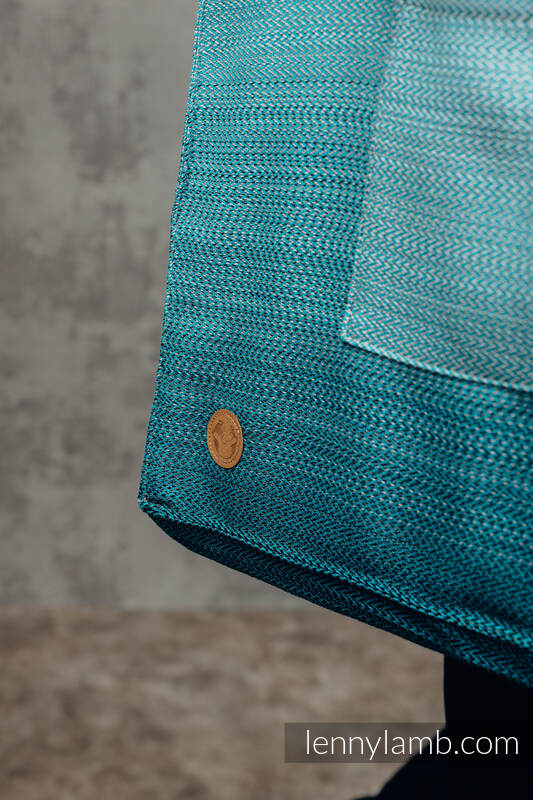 Schultertasche, hergestellt vom gewebten Stoff (100% Baumwolle) - LITTLE HERRINGBONE OMBRE TEAL - Standard Größe 37cmx37cm #babywearing