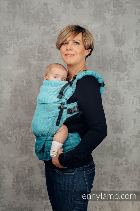Porte-bébé LennyUpGrade, taille standard, tissage herringbone, 100% coton - LITTLE HERRINGBONE OMBRE TEAL #babywearing