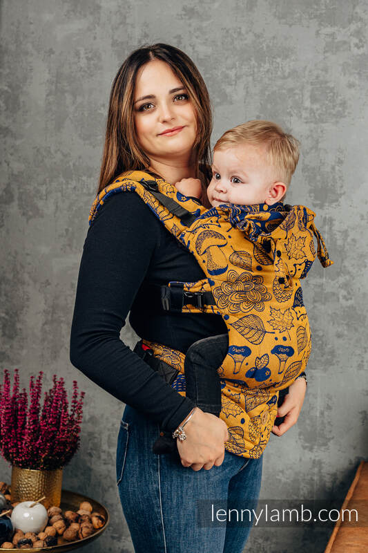 Nosidełko Ergonomiczne LennyGo z tkaniny żakardowej 100% bawełna , rozmiar Baby - POD LIŚCIEM - ZŁOTA JESIEŃ #babywearing