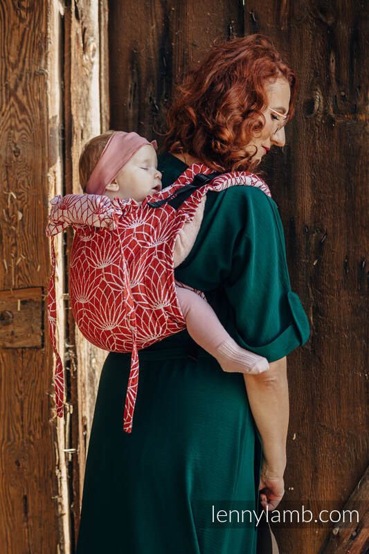 Nosidło Klamrowe ONBUHIMO  z tkaniny żakardowej (69% Bawełna, 31% Jedwab Tussah), rozmiar Standard - LOTOS - FOXY #babywearing