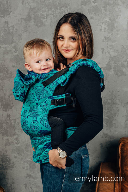 LennyGo Ergonomic Carrier, Baby Size, jacquard weave 100% cotton - UNDER THE LEAVES #babywearing