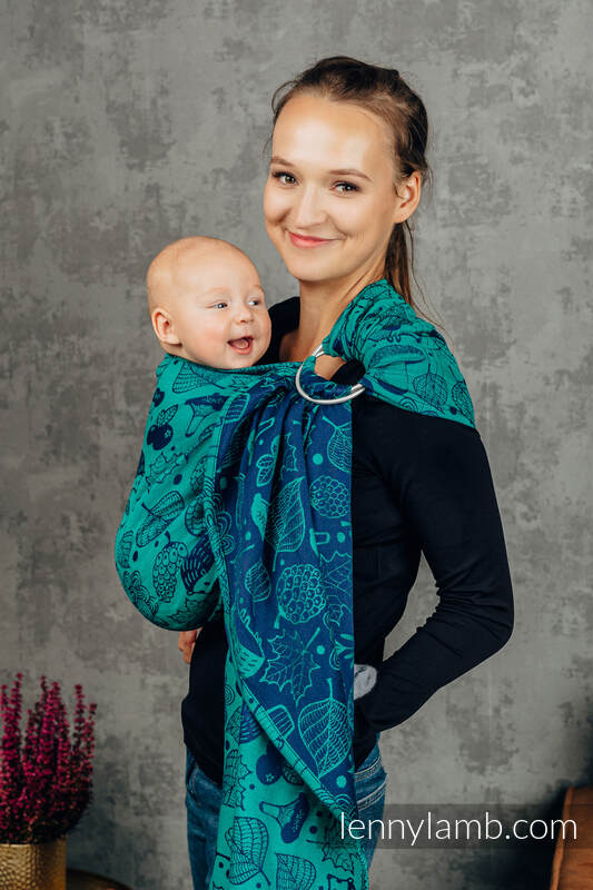 Żakardowa chusta kółkowa do noszenia dzieci, bawełna, ramię bez zakładek - POD LIŚCIEM - standard 1.8m  #babywearing
