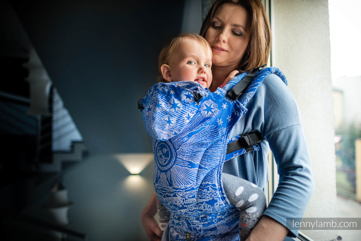 Ergonomic Carrier, Toddler Size, jacquard weave 100% cotton - HORIZON'S VERGE BLUE & WHITE #babywearing