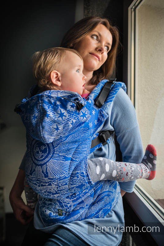 Ergonomic Carrier, Toddler Size, jacquard weave 100% cotton - HORIZON'S VERGE BLUE & WHITE #babywearing