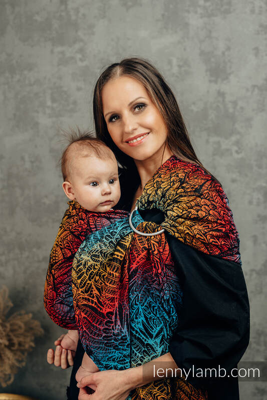 Żakardowa chusta kółkowa do noszenia dzieci, (100% bawełna), ramię bez zakładek - WOLNY DUCH - DEDAL - standard 1.8m #babywearing