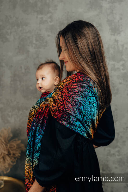 Żakardowa chusta kółkowa do noszenia dzieci, (100% bawełna), ramię bez zakładek - WOLNY DUCH - DEDAL - standard 1.8m #babywearing