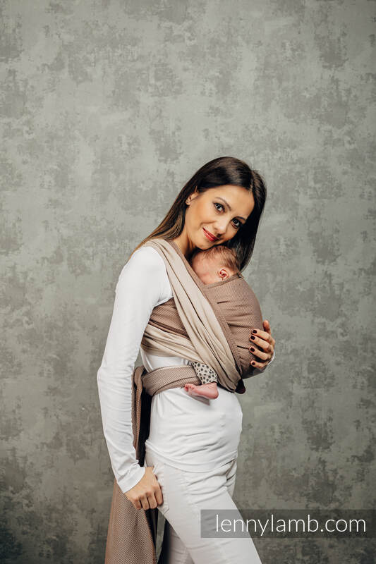 Set de baño para el bebé - Fular Línea Básica - LITTLE HERRINGBONE BABY CAFFE LATTE & Oso de pañales #babywearing