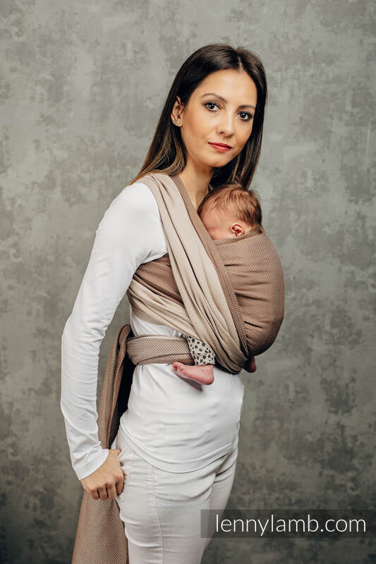 Set de baño para el bebé - Fular Línea Básica - LITTLE HERRINGBONE BABY CAFFE LATTE & Oso de pañales #babywearing