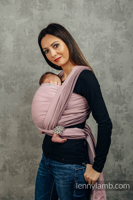Baby Wrap, Herringbone Weave (100% cotton) - LITTLE HERRINGBONE OMBRE PINK - size S #babywearing