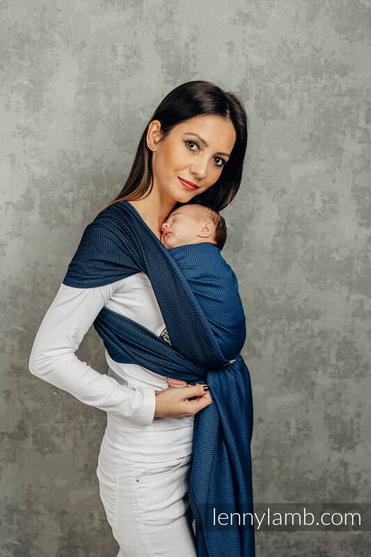 Chusta do noszenia dzieci - KOBALT, splot jodełkowy (100% bawełna) - rozmiar L (drugi gatunek) #babywearing