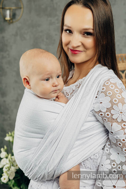 Żakardowa chusta do noszenia dzieci, bawełna - PAWI OGON - BLANCO - rozmiar M #babywearing