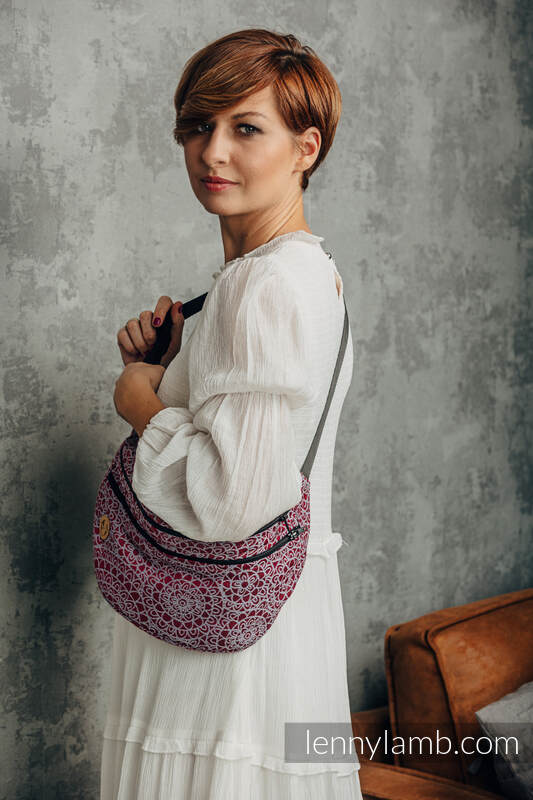 Waist Bag made of woven fabric, size large (100% cotton) - DOILY - MAROON STEEL #babywearing