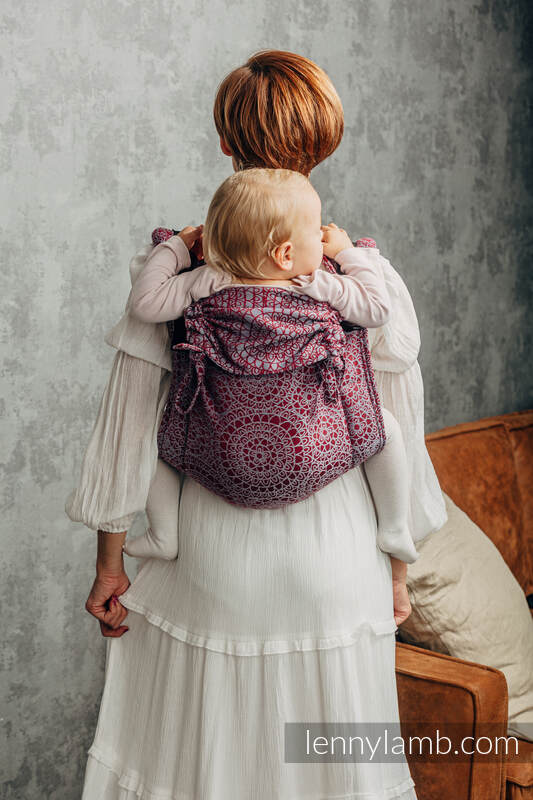 Onbuhimo de Lenny, taille toddler, jacquard (100% coton) - DOILY - MAROON STEEL #babywearing