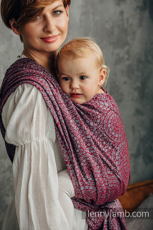 Żakardowa chusta do noszenia dzieci, bawełna - DOILY - MAROON STEEL- rozmiar XL #babywearing