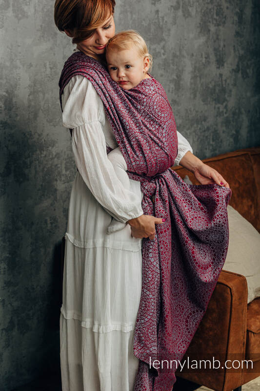 Żakardowa chusta do noszenia dzieci, bawełna - DOILY - MAROON STEEL- rozmiar L #babywearing