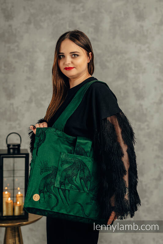 Shoulder bag made of wrap fabric (100% cotton) - DRAGON - INSIDE THE MOUNTAIN - standard size 37cmx37cm #babywearing