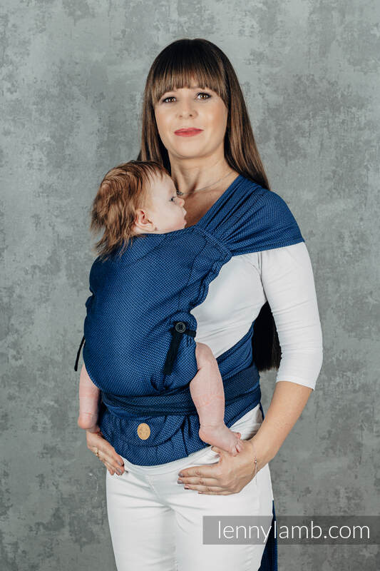 Moje Pierwsze Nosidełko LennyHybrid Half Buckle, splot jodełkowy, 100% bawełna , rozmiar standard - KOBALT #babywearing