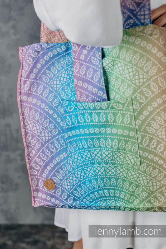 Schultertasche, hergestellt vom gewebten Stoff (100% Baumwolle) - PEACOCK’S TAIL - BUBBLE - Standard Größe 37cm x 37cm #babywearing