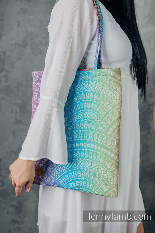 Einkaufstasche, hergestellt aus gewebtem Stoff (100% Baumwolle) - PEACOCK’S TAIL - BUBBLE  #babywearing