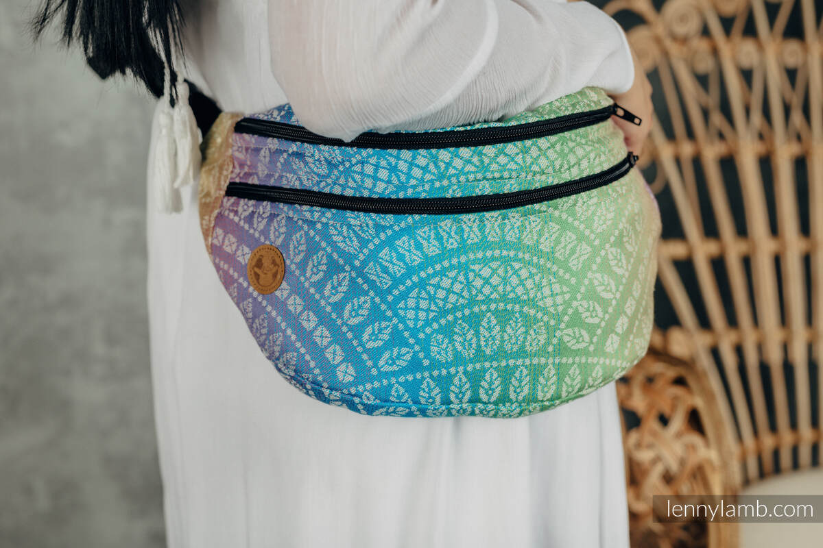 Waist Bag made of woven fabric, size large (100% cotton) - PEACOCK’S TAIL - BUBBLE  #babywearing