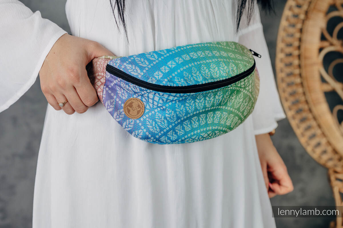 Marsupio portaoggetti Waist Bag in tessuto di fascia (100% cotone) - PEACOCK'S TAIL - BUBBLE #babywearing