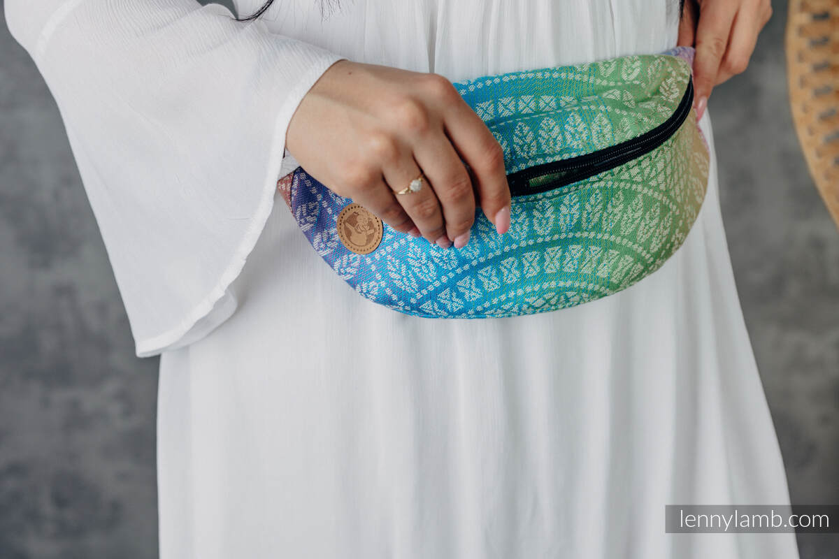 Waist Bag made of woven fabric, (100% cotton) - PEACOCK’S TAIL - BUBBLE  #babywearing