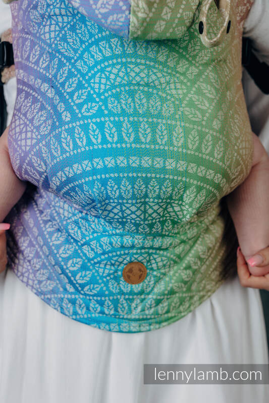 LennyGo Ergonomic Carrier, Toddler Size, jacquard weave 100% cotton - PEACOCK'S TAIL - BUBBLE  #babywearing