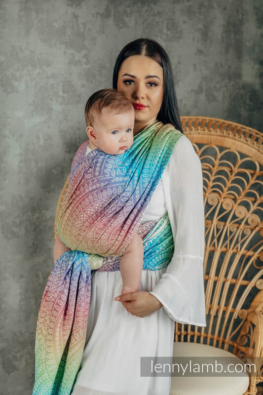 Fular, tejido jacquard (100% algodón) - PEACOCK’S TAIL - BUBBLE - talla XL #babywearing