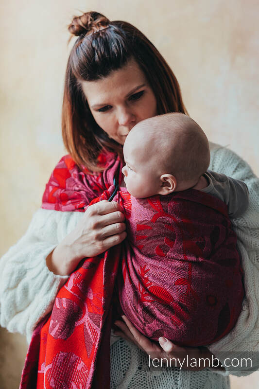 Ringsling, Jacquard Weave, (38% merino wool, 34% noil silk, 28% combed cotton), with gathered shoulder - EXPERIMENT no.17 - long 2.1m #babywearing
