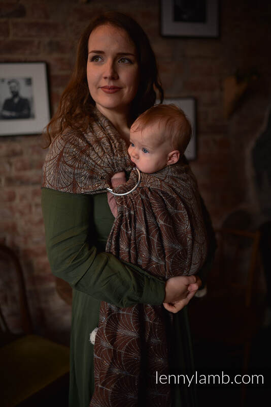Ringsling, Jacquard Weave, with gathered shoulder (61% cotton, 39% tussah silk) - DECO - RETRO STATE OF MIND - standard 1.8m #babywearing